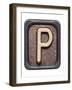 Metal Button Alphabet Letter P-donatas1205-Framed Art Print