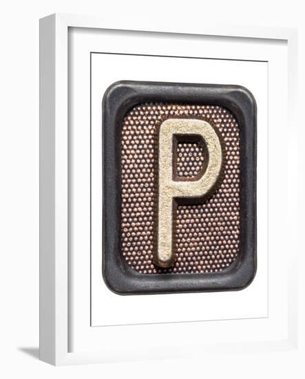 Metal Button Alphabet Letter P-donatas1205-Framed Art Print