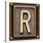 Metal Button Alphabet Letter R-donatas1205-Stretched Canvas