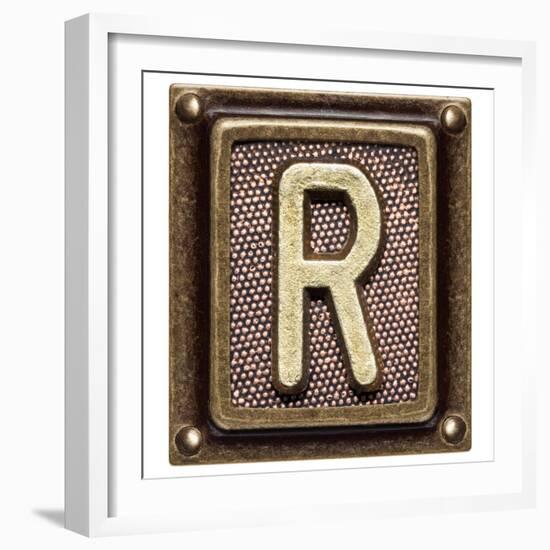 Metal Button Alphabet Letter R-donatas1205-Framed Premium Giclee Print