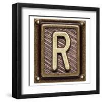 Metal Button Alphabet Letter R-donatas1205-Framed Art Print