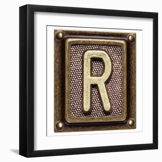 Metal Button Alphabet Letter R-donatas1205-Framed Art Print