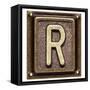 Metal Button Alphabet Letter R-donatas1205-Framed Stretched Canvas