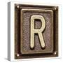 Metal Button Alphabet Letter R-donatas1205-Stretched Canvas
