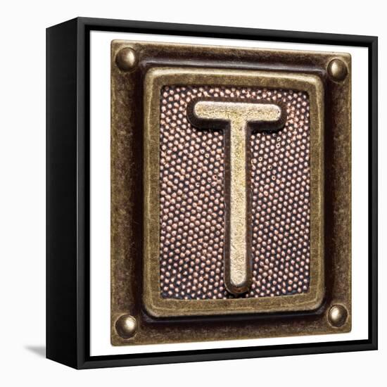 Metal Button Alphabet Letter T-donatas1205-Framed Stretched Canvas