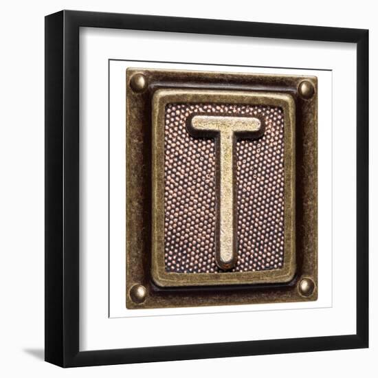 Metal Button Alphabet Letter T-donatas1205-Framed Art Print