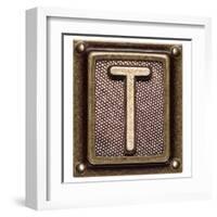Metal Button Alphabet Letter T-donatas1205-Framed Art Print