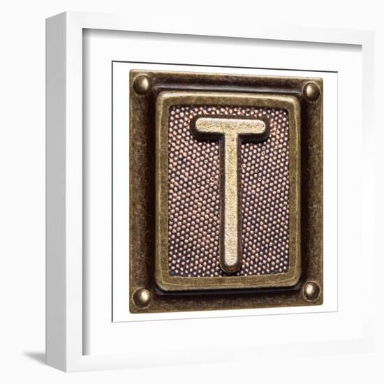 Metal Button Alphabet Letter T-donatas1205-Framed Art Print