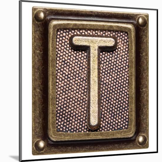 Metal Button Alphabet Letter T-donatas1205-Mounted Art Print