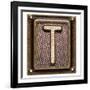 Metal Button Alphabet Letter T-donatas1205-Framed Art Print