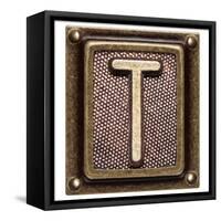 Metal Button Alphabet Letter T-donatas1205-Framed Stretched Canvas