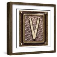 Metal Button Alphabet Letter V-donatas1205-Framed Art Print