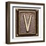 Metal Button Alphabet Letter V-donatas1205-Framed Art Print