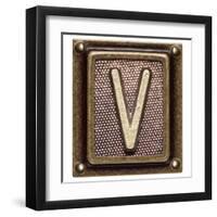 Metal Button Alphabet Letter V-donatas1205-Framed Art Print