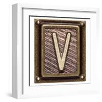 Metal Button Alphabet Letter V-donatas1205-Framed Art Print