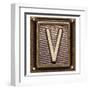 Metal Button Alphabet Letter V-donatas1205-Framed Art Print