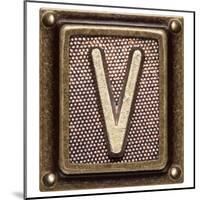 Metal Button Alphabet Letter V-donatas1205-Mounted Art Print