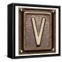 Metal Button Alphabet Letter V-donatas1205-Framed Stretched Canvas