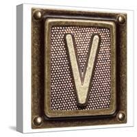 Metal Button Alphabet Letter V-donatas1205-Stretched Canvas