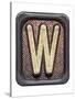 Metal Button Alphabet Letter W-donatas1205-Stretched Canvas