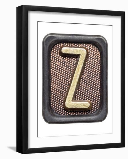 Metal Button Alphabet Letter Z-donatas1205-Framed Art Print