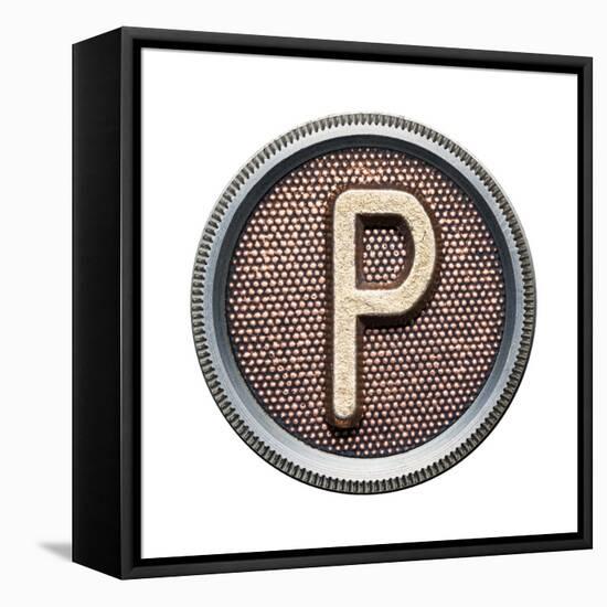 Metal Button Alphabet Letter-donatas1205-Framed Stretched Canvas