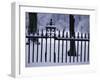 Metal Fence in a Snow Covered Landscape-null-Framed Photographic Print