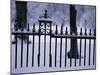 Metal Fence in a Snow Covered Landscape-null-Mounted Photographic Print