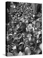 Metal Pots Collected by British Women During WWII for Use in the War Effort-null-Stretched Canvas