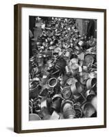 Metal Pots Collected by British Women During WWII for Use in the War Effort-null-Framed Photographic Print