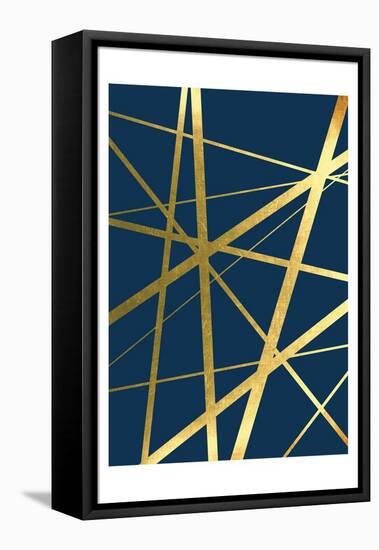Metallic Lines Navy 1-Urban Epiphany-Framed Stretched Canvas
