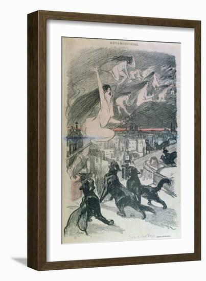 Metamorphosis - Black Cats Transforming Themselves into Witches, Late 19th Century (Colour Litho)-Théophile Alexandre Steinlen-Framed Giclee Print