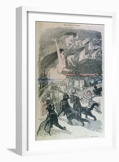 Metamorphosis - Black Cats Transforming Themselves into Witches, Late 19th Century (Colour Litho)-Théophile Alexandre Steinlen-Framed Giclee Print