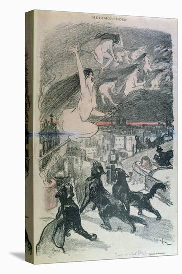 Metamorphosis - Black Cats Transforming Themselves into Witches, Late 19th Century (Colour Litho)-Théophile Alexandre Steinlen-Stretched Canvas