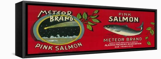 Meteor Salmon Can Label - San Francisco, CA-Lantern Press-Framed Stretched Canvas