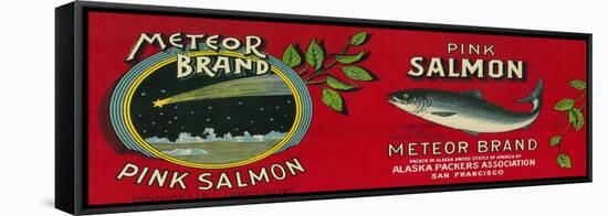 Meteor Salmon Can Label - San Francisco, CA-Lantern Press-Framed Stretched Canvas