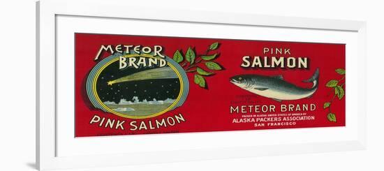 Meteor Salmon Can Label - San Francisco, CA-Lantern Press-Framed Premium Giclee Print