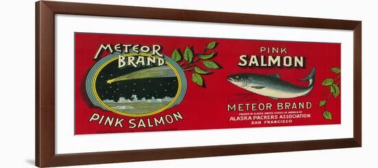 Meteor Salmon Can Label - San Francisco, CA-Lantern Press-Framed Premium Giclee Print