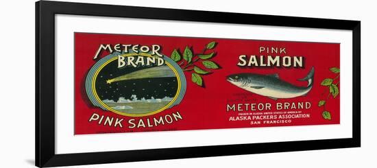 Meteor Salmon Can Label - San Francisco, CA-Lantern Press-Framed Premium Giclee Print