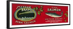 Meteor Salmon Can Label - San Francisco, CA-Lantern Press-Framed Premium Giclee Print