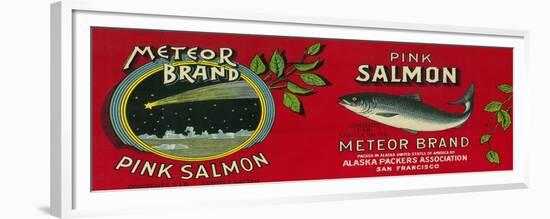 Meteor Salmon Can Label - San Francisco, CA-Lantern Press-Framed Premium Giclee Print