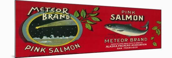 Meteor Salmon Can Label - San Francisco, CA-Lantern Press-Mounted Premium Giclee Print