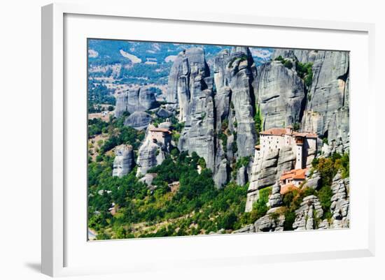 Meteora Monasteries, Greece, Horizontal Shot-Lamarinx-Framed Photographic Print