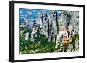 Meteora Monasteries, Greece, Horizontal Shot-Lamarinx-Framed Photographic Print