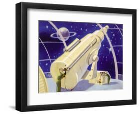 Meteorological Station in Space-null-Framed Art Print