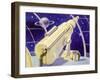 Meteorological Station in Space-null-Framed Art Print