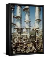 Meter in Fore of Fractionating Column at Union Oil Co. Refinery Built by Bechtel- Mccone-Parsons-Andreas Feininger-Framed Stretched Canvas