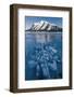 Methane bubbles frozen in ice below Mt. Michener, Abraham Lake, Alberta, Canada-Panoramic Images-Framed Photographic Print