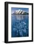 Methane bubbles frozen in ice below Mt. Michener, Abraham Lake, Alberta, Canada-Panoramic Images-Framed Photographic Print