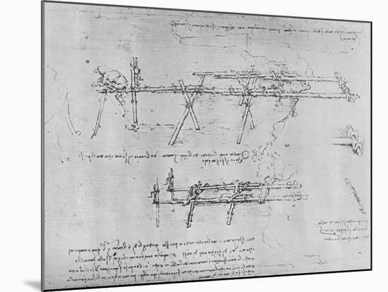 'Method of Constructing a Trestle Bridge', c1480 (1945)-Leonardo Da Vinci-Mounted Giclee Print